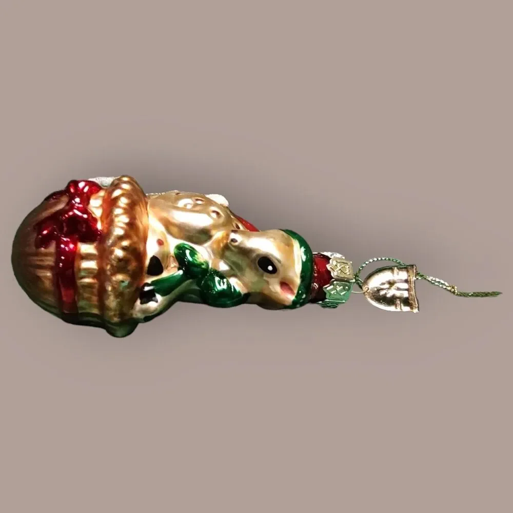 Santa Doe Deer Christmas Ornament Hand Blown Glass Thomas Pacconi Classics 2002